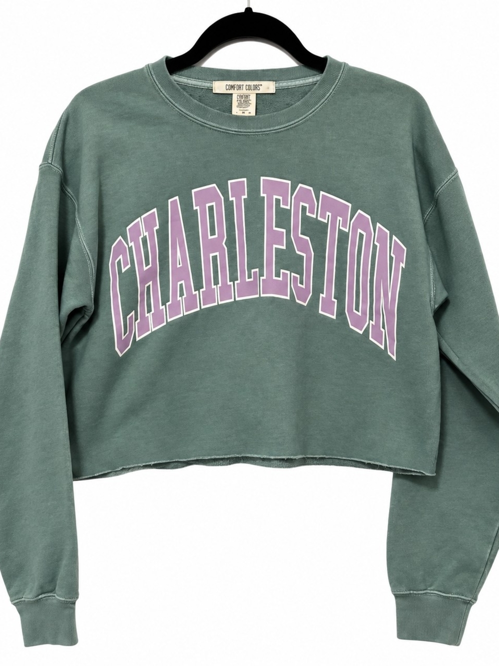 Altar'd State Charleston Cropped Sweatshirt XS/S Green Purple Graphic